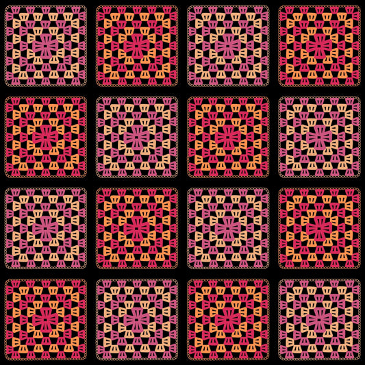 Sunset Tiles Granny Squares Print