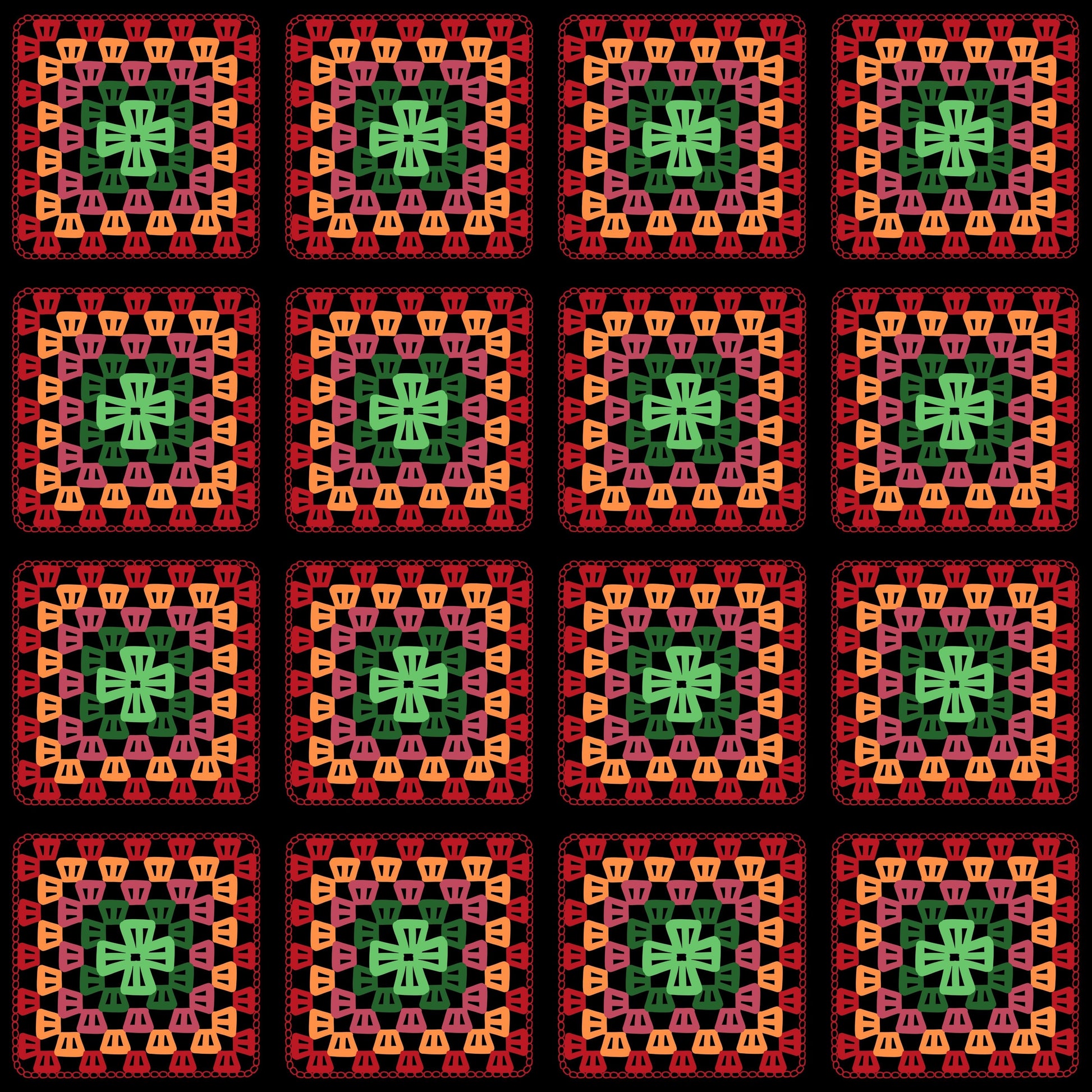 Sunstone Fire Granny Squares Print