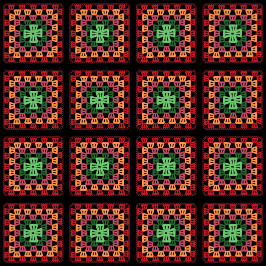 Sunstone Fire Granny Squares Print