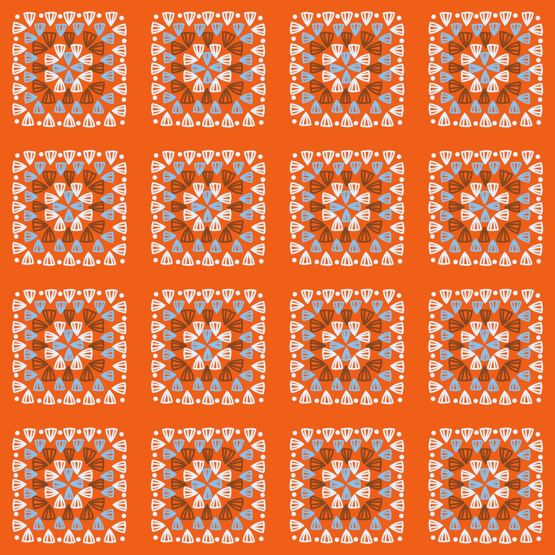 Tangerine Bliss Granny Squares Print