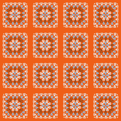 Tangerine Bliss Granny Squares Print