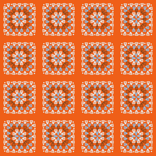 Tangerine Bliss Granny Squares Print