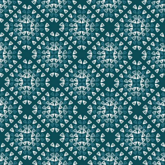 Teal Rose Granny Squares Seamless Print 
