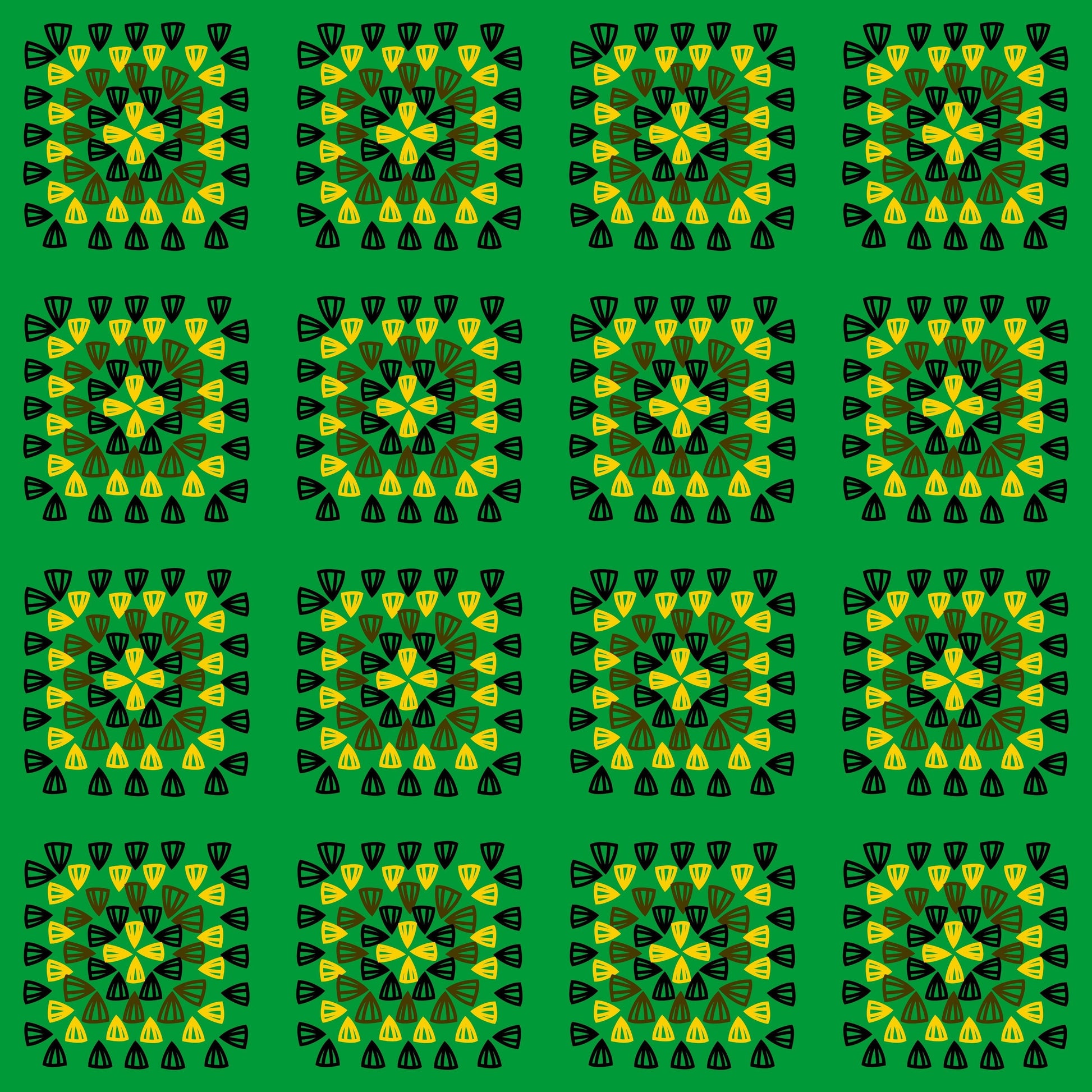Tropical Forest Green Granny Squares Seamless Print 
