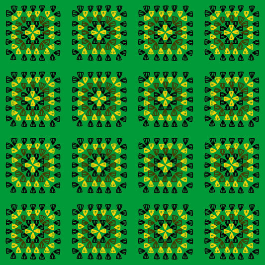 Tropical Forest Green Granny Squares Seamless Print 
