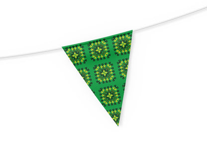 Tropical Forest Green Granny Squares Seamless Print 
