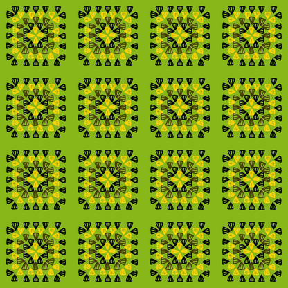 Tropical Lime Granny Squares Seamless Print 