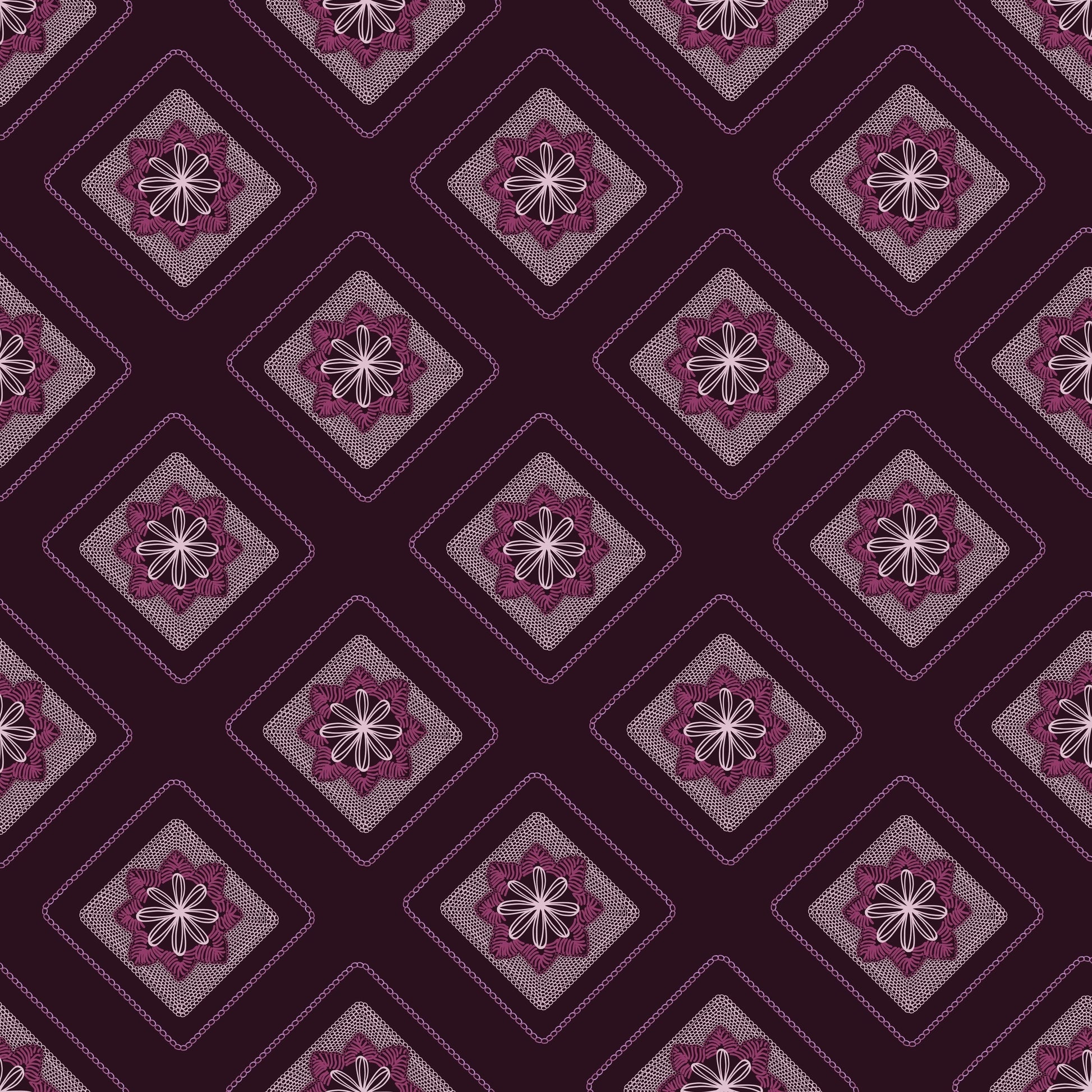 Velvetine Bloom Embroidery Floral Granny Squares Print