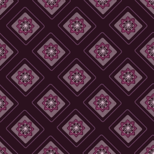Velvetine Bloom Embroidery Floral Granny Squares Print