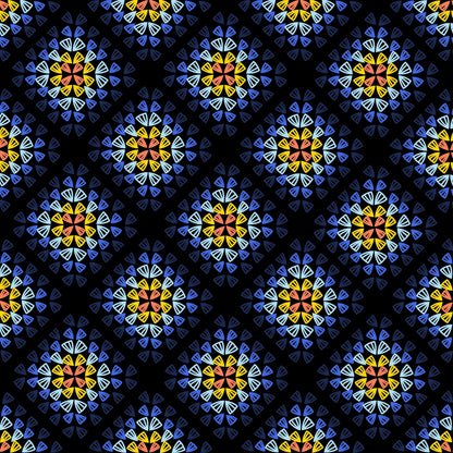  Vintage Blue Harmony Granny Squares Seamless Print 
