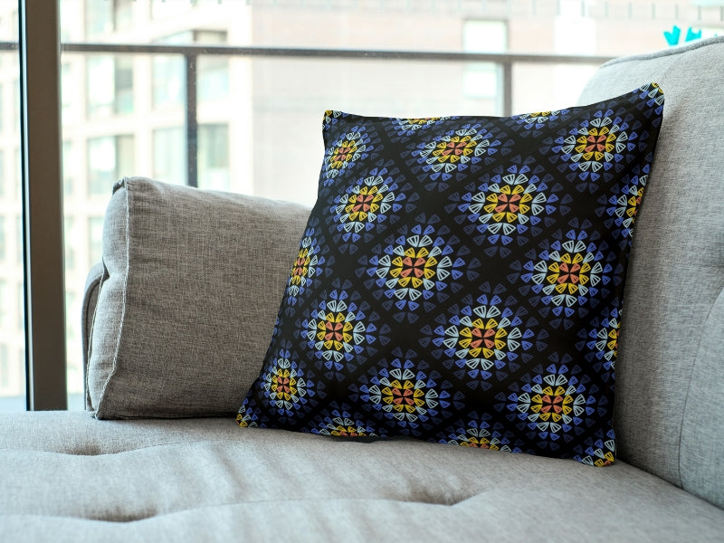  Vintage Blue Harmony Granny Squares Seamless Print 
