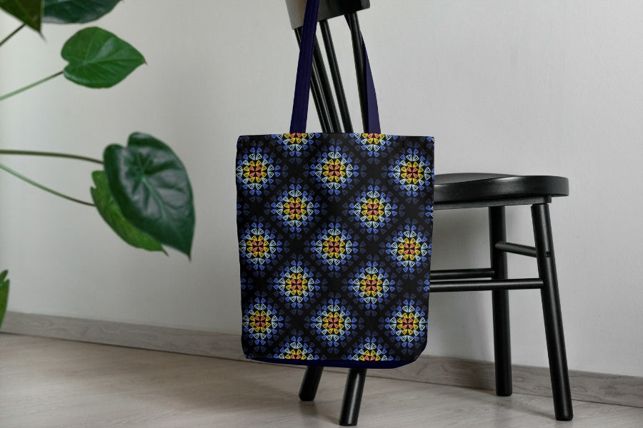  Vintage Blue Harmony Granny Squares Seamless Print 
