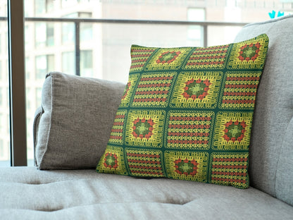 Vintage Mustard Harmony Granny Squares Print