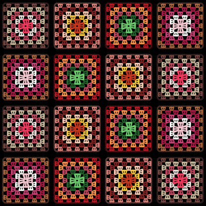 Vinyage Patchwork Granny Squares Seamless Print