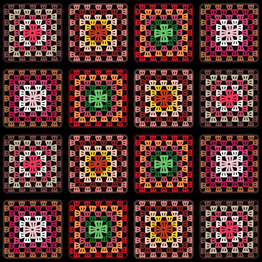 Vinyage Patchwork Granny Squares Seamless Print