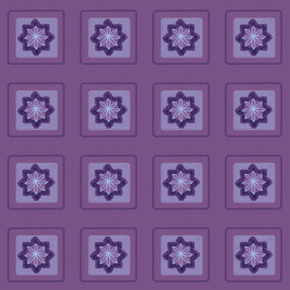 Violet Lace Embroidery Floral Granny Squares Print
