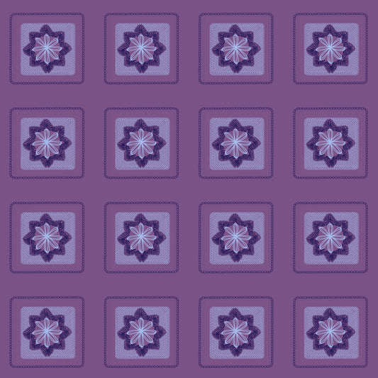 Violet Lace Embroidery Floral Granny Squares Print