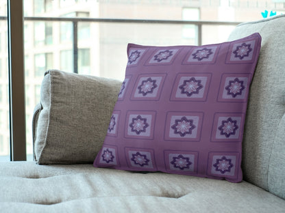 Violet Lace Embroidery Floral Granny Squares Print