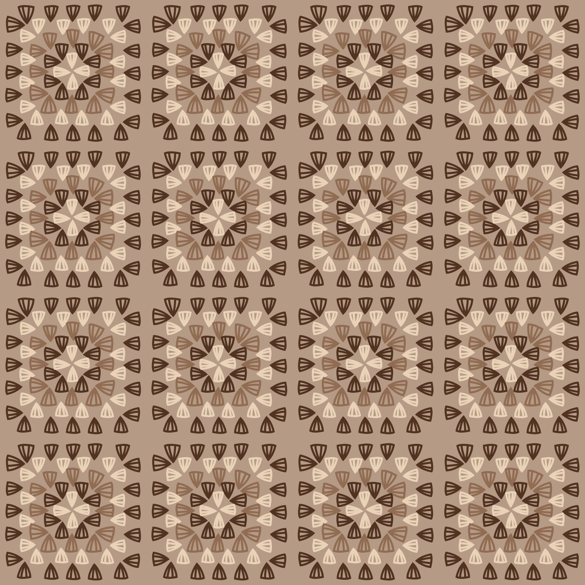 Warm Mocha Bloom Granny Squares Seamless Print