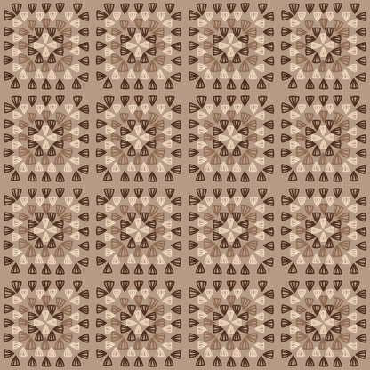 Warm Mocha Bloom Granny Squares Seamless Print