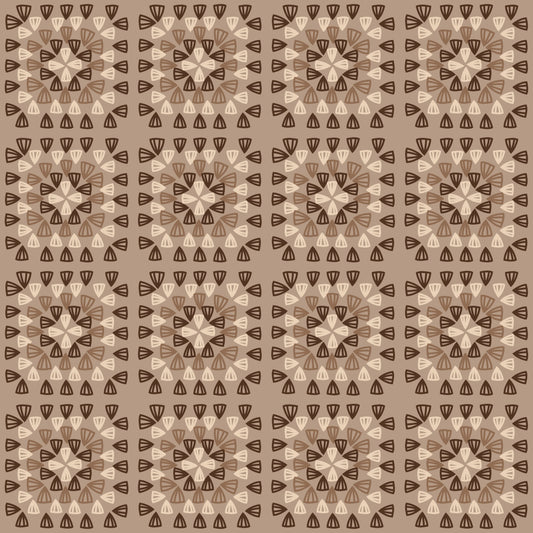 Warm Mocha Bloom Granny Squares Seamless Print