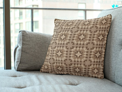 Warm Mocha Bloom Granny Squares Seamless Print