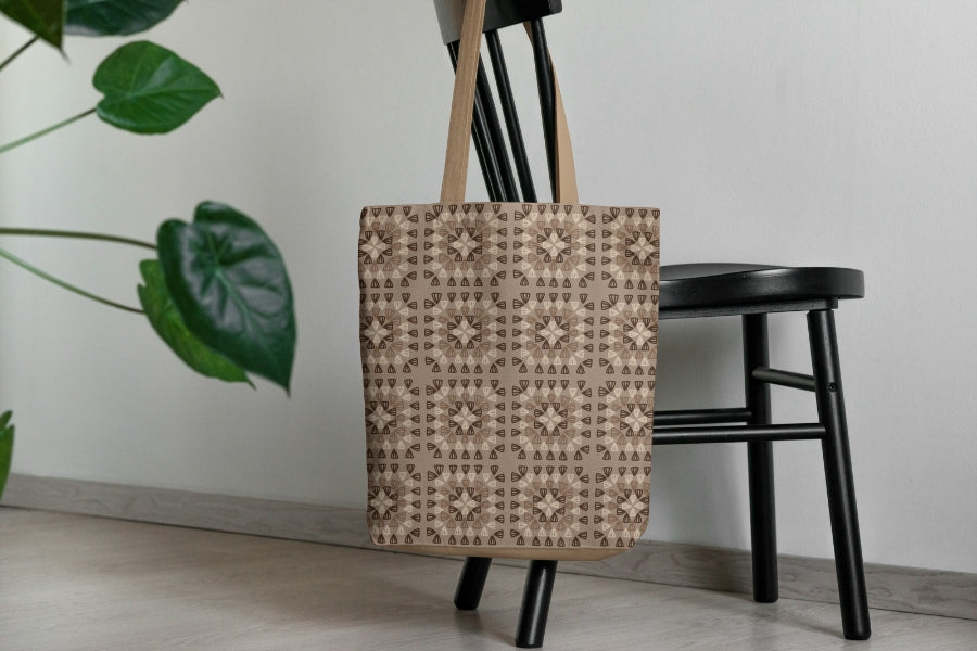 Warm Mocha Bloom Granny Squares Seamless Print