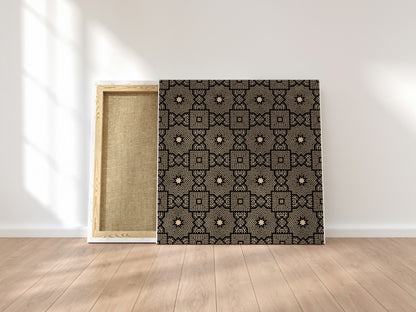 Knit Monochrome Beige Floral Granny Squares Seamless Print