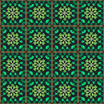 Emerald Elegance Granny Squares Seamless Print