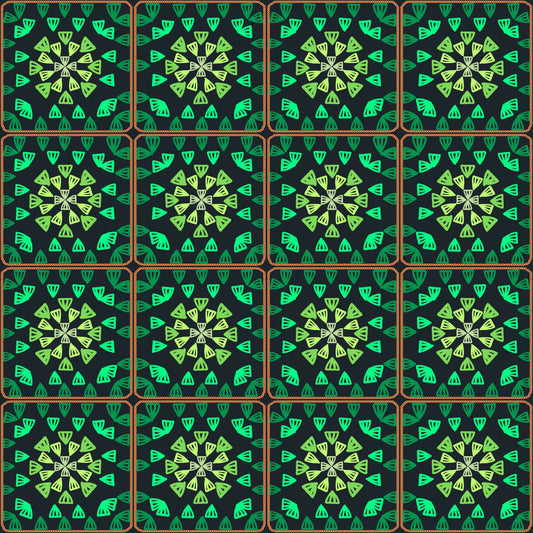 Emerald Elegance Granny Squares Seamless Print