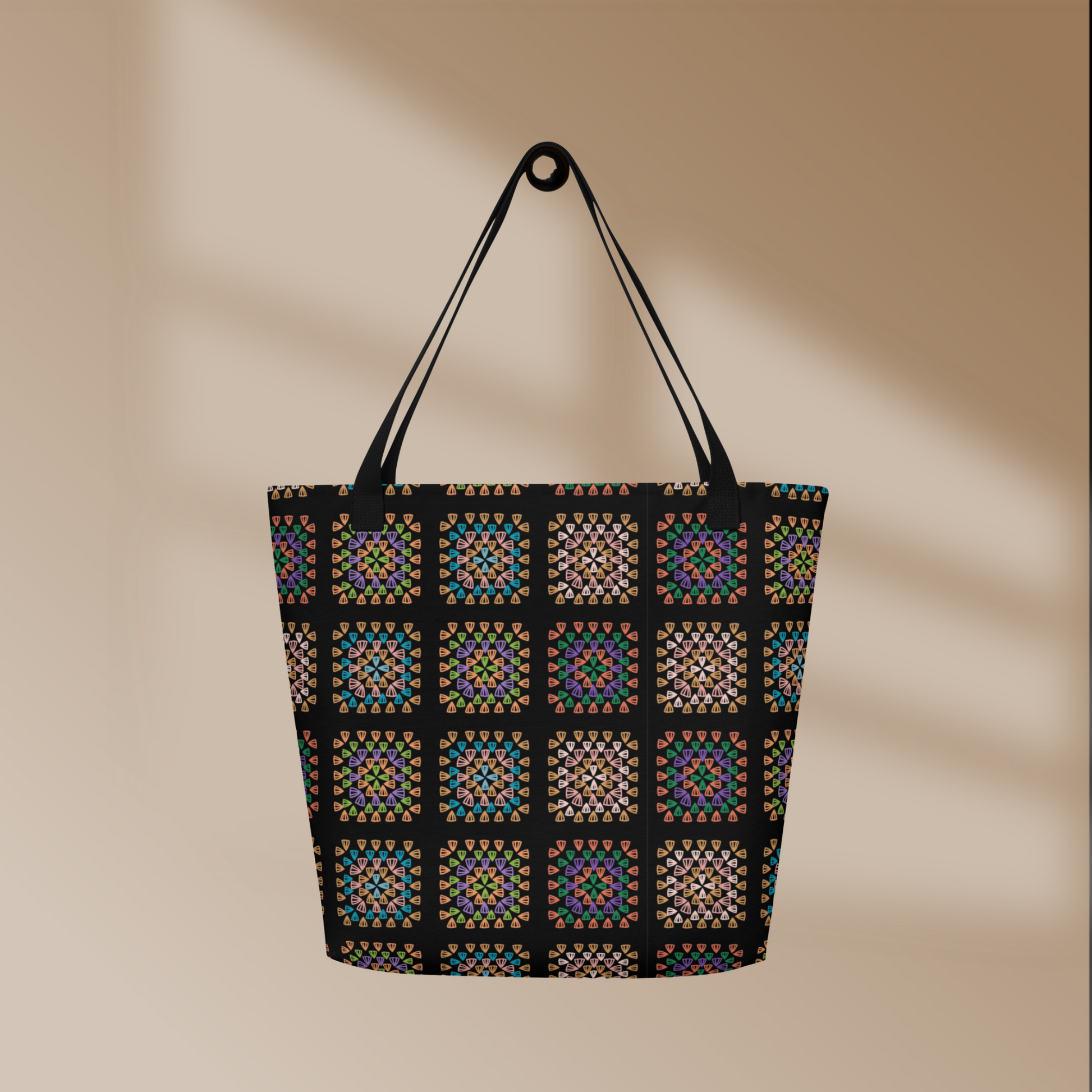 Crochet-Inspired Granny Squares Print Tote Bag