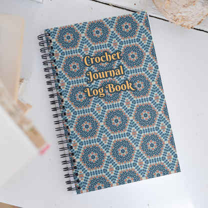 Azure Mandala Crochet Print Spiral Notebook Journal
