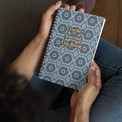 Azure Mandala Crochet Print Spiral Notebook Journal