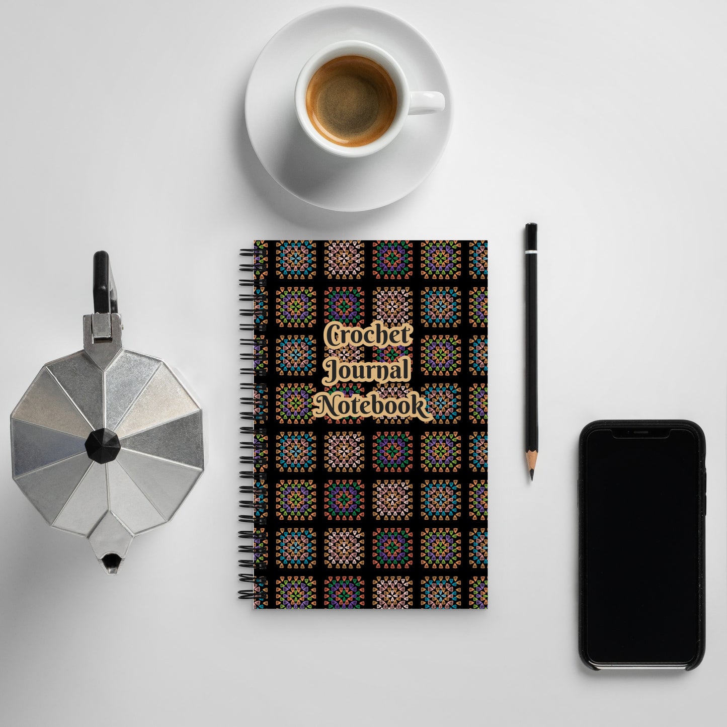Radiant Tapestry Crochet Print Spiral Notebook Journal