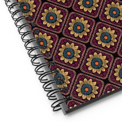 Crochet Floral Print Spiral Notebook Journal