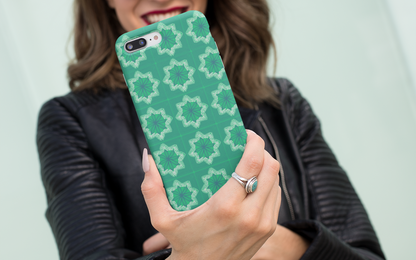 Mint Green Floral Granny Squares Print