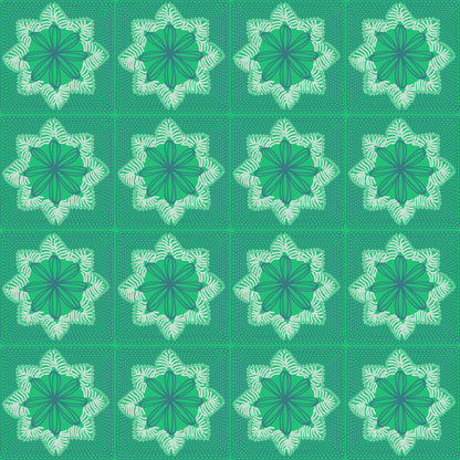 Mint Green Floral Granny Squares Print