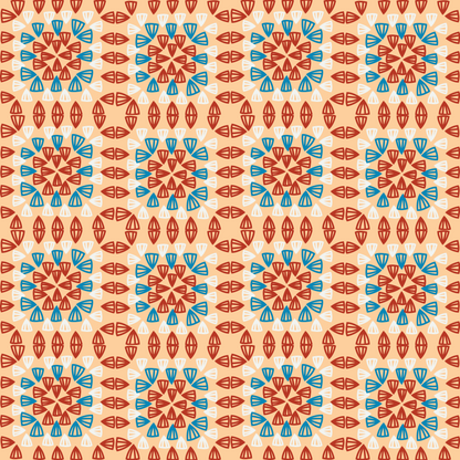 Coral Blue Seamless Granny Squares Print