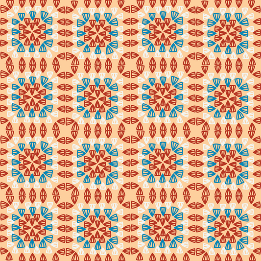 Coral Blue Seamless Granny Squares Print