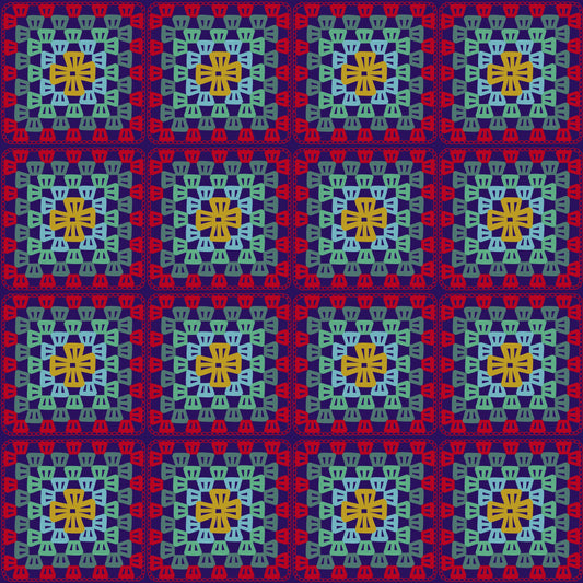 Berry Weave Granny Squares Seamless Print