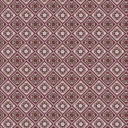 Aubergine Opulence Granny Squares Floral Seamless Print