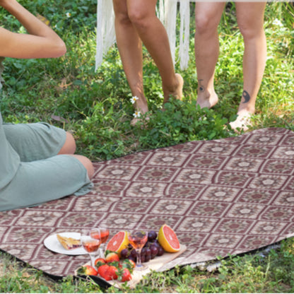 Aubergine Opulence Granny Squares Floral Seamless Print
