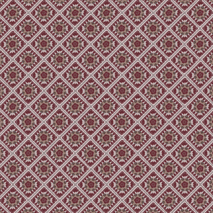 Aubergine Tapestry Granny Squares Floral Seamless Print