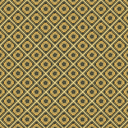 Burnt Sienna Granny Squares Floral Seamless Print