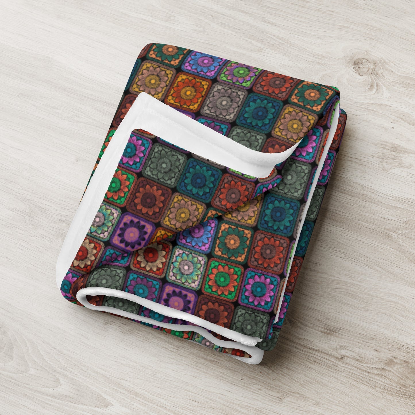 Throw Blanket Prismatic Noir Sunflowers Print