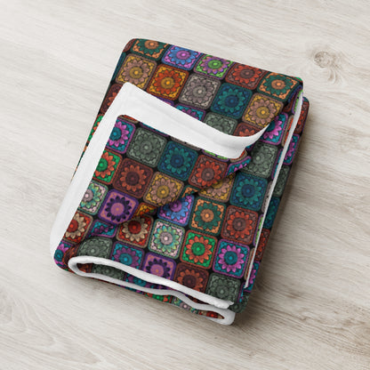 Throw Blanket Prismatic Noir Sunflowers Print