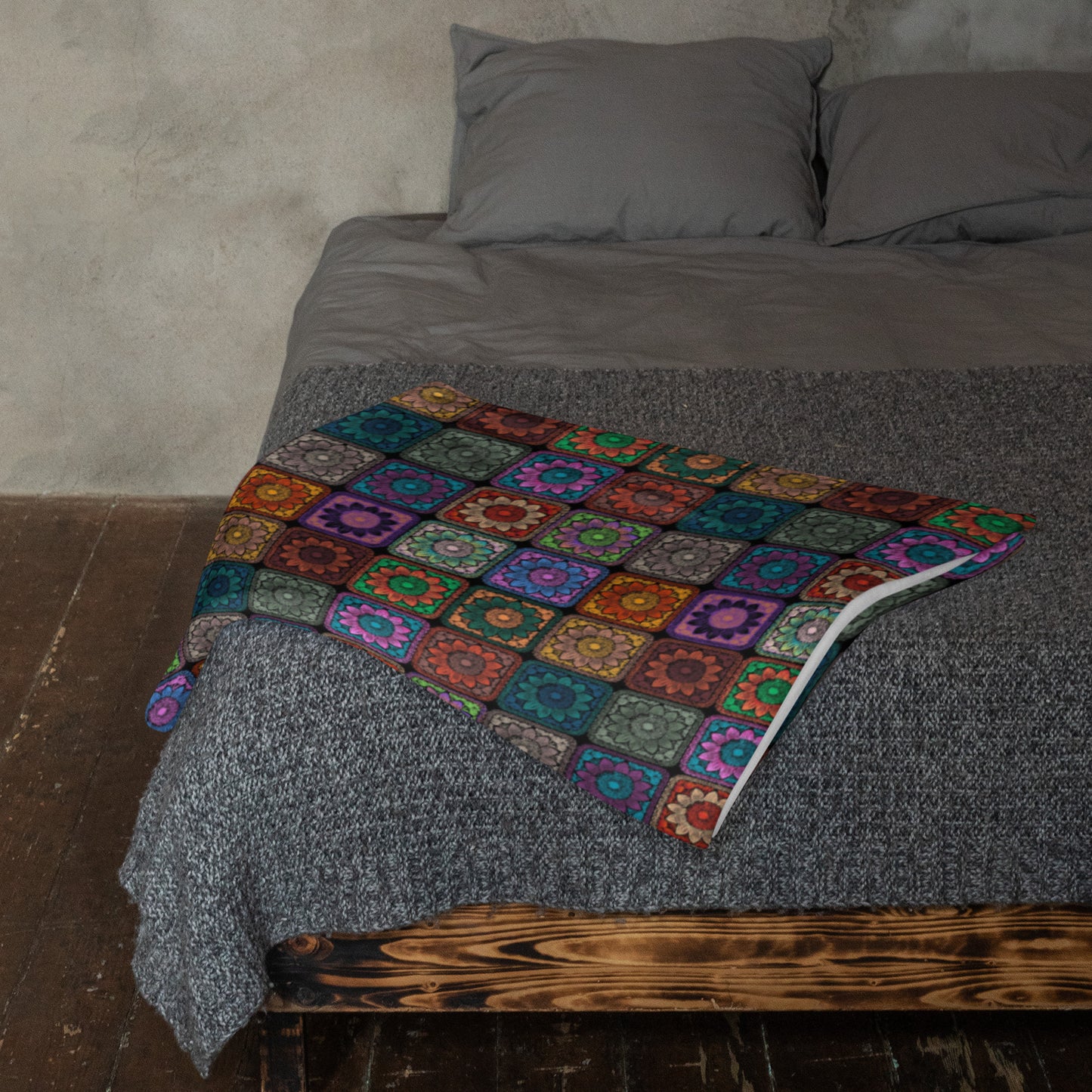 Throw Blanket Prismatic Noir Sunflowers Print