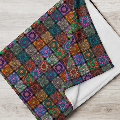 Throw Blanket Prismatic Noir Sunflowers Print