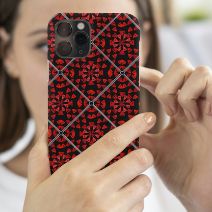 Ebony Red Granny Squares Print