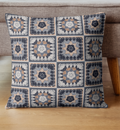 Silver Sphinx Floral Granny Squares Seamless Print
